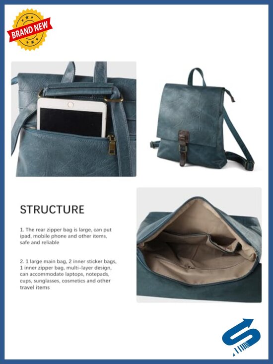 Convertible Backpack Satchel Handbag Leather Laptop Tote main image 4